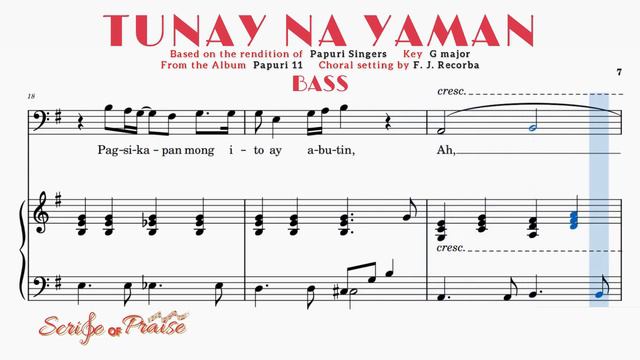 Tunay na Yaman | SATB Choir | Bass {Papuri Singers / Vic Santos / F. J. Recorba} смотреть онлайн