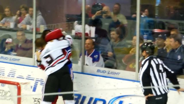Rockford IceHogs Shawn Lalonde vs Hamilton Bulldogs Zack Stortini 12-15-12 смотреть онлайн
