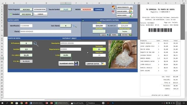 Descarga Gratis Sistema de Facturación en Excel Cap. 2 (con foto productos e impresión térmica) смотреть онлайн