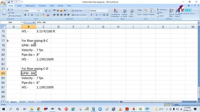 CHILLED WATER PIPE SIZING WITH PIPE SIZER VELOCITY + FRICTION METHOD II AS PER ACTUAL PRACTICE II смотреть онлайн