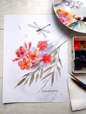 Урок 4. Рисование цветов АКВАРЕЛЬЮ/ Цветущая ветка #рисование_акварелью #цветы_акварелью