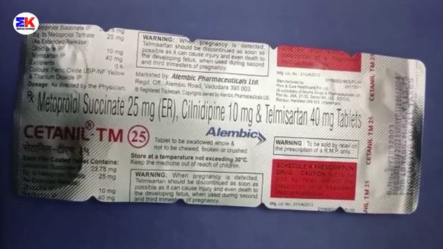 Cetanil TM 25 Tablet | Metoprolol Succinate Telmisartan And Cilnidipine Tablet | Cetanil TM 25mg Ta