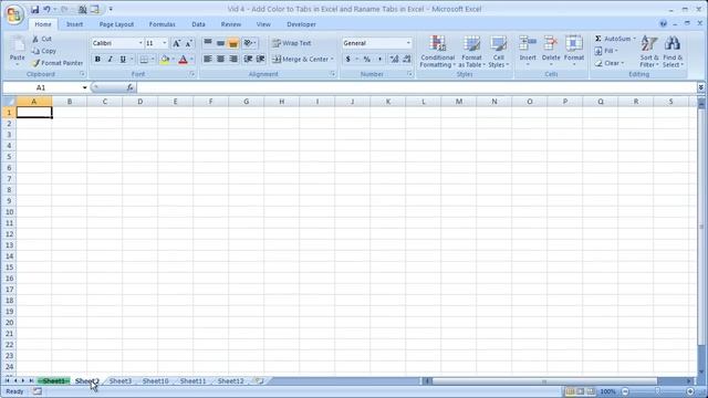 Excel Formatting 4 - Change Tab Color for Worksheets in Excel and Add/Delete/Rename Tabs смотреть онлайн