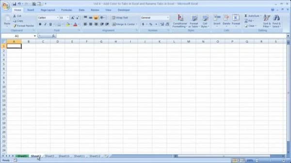 Excel Formatting 4 - Change Tab Color for Worksheets in Excel and Add/Delete/Rename Tabs