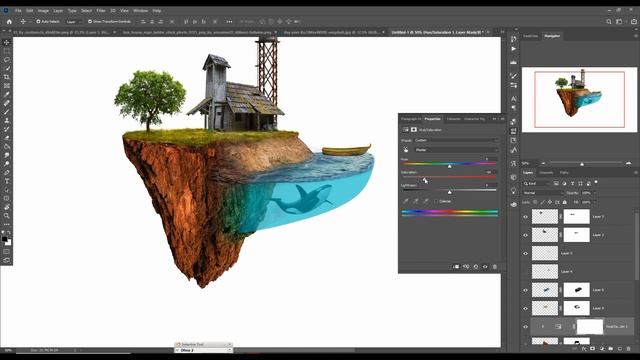 3D Floating Island Photoshop Digital Art Tutorial смотреть онлайн