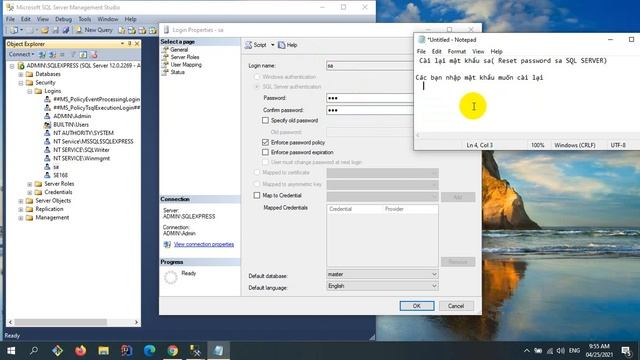 Quên mật khẩu tài khoản sa SQL Server (Reset password sa SQL SERVER) смотреть онлайн