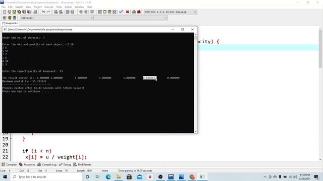 Knapsack Problem - Greedy Method Code Implementation in C | Analysis of Algorithm смотреть онлайн