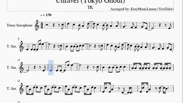 Tenor Sax Sheet Music: How to play Unravel (Tokyo Ghoul) by TK смотреть онлайн