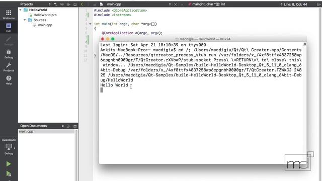 Hello World | Qt Console Application Example | (Qt C++ Tutorial #4) смотреть онлайн