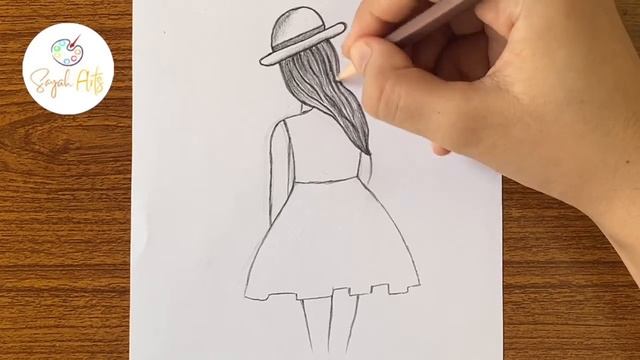 Simple easy girl drawing sketch || Girl drawing easy and beautiful || How to draw a girl смотреть онлайн