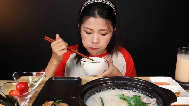 Gina Eating/Mukbang)SUB/Lean Meat Soup Rice/ASMR Eating Sounds
