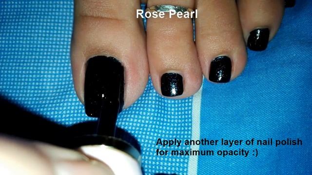 Painting my Toe Nails- Black Nail Polish with Blue Glitters from MiniSO- Glitter Nails | Rose Pearl смотреть онлайн