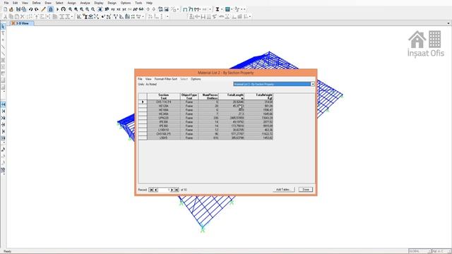 SAP2000 Metraj Çıkarma ve Word - Excel'e Aktarma Yöntemi смотреть онлайн
