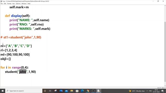 Multiple objects of a class in Python using for loop and list смотреть онлайн