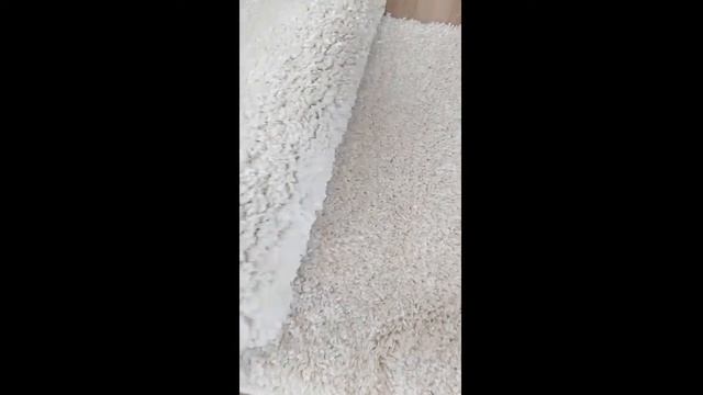 Ковер шегги (shaggy) пушистый с длинным ворсом белый прямоугольный, 0.6 X 1.0 м