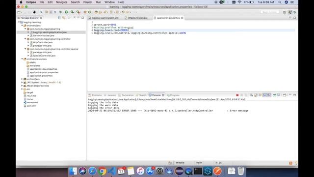 Logging in Spring boot - Log4j 2 смотреть онлайн