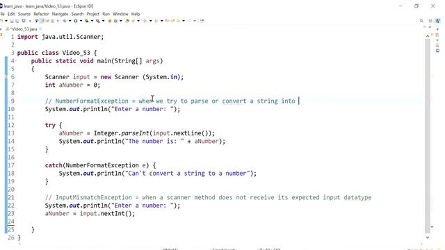 Java 53: NumberFormatException versus InputMismatchException смотреть онлайн