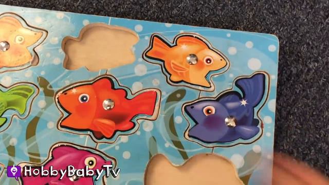 REAL SURPRISE FISH! Learn Colors with Fishy's Puzzle + Fun with HobbyKids of HobbyBabyTV смотреть онлайн