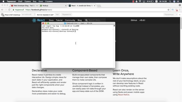 Уроки ReactJS для новичков - как установить React. Введение. смотреть онлайн