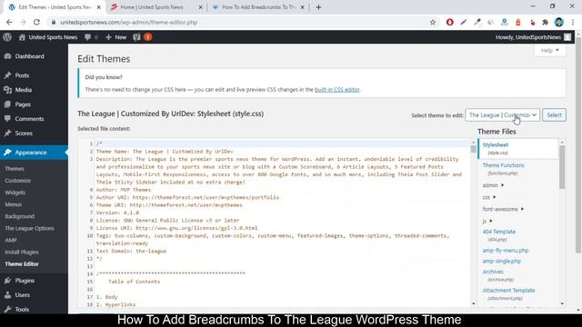 How To Add Breadcrumbs To The League WordPress Theme | WpFresher