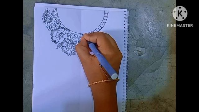সম্পূর্ণ হাতের কাজের জামার গলার ডিজাইন এবং বর্ডার লাইন ডিজাইন, draw a nick and border line design,, смотреть онлайн
