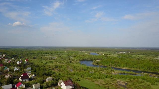 Река Воронеж. Село Лопатки с квадрокоптера 8 мая 16