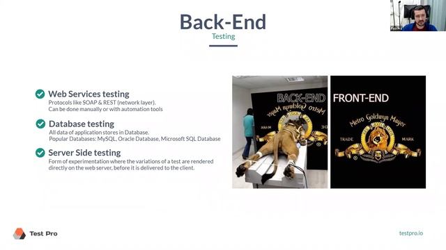 Back-end testing