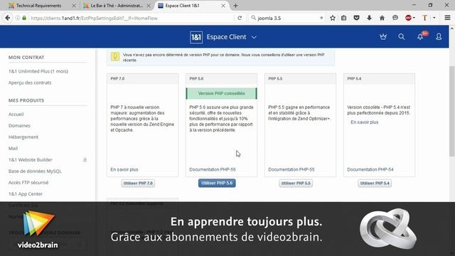 Tutoriel Joomla! : Utiliser la bonne version PHP | video2brain.com смотреть онлайн