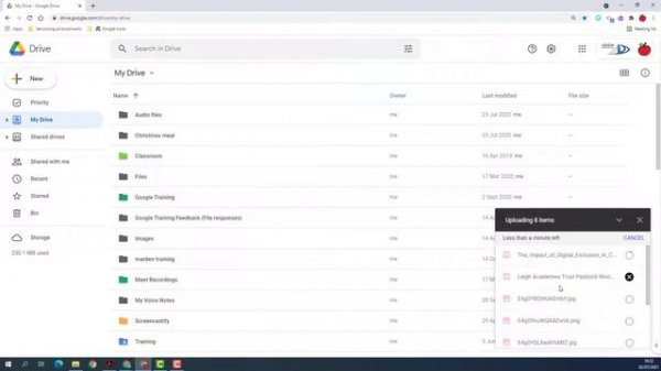 Uploading files and folders to Google Drive