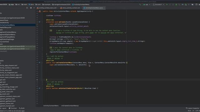 Context menu in activity. Menú contextual en actividad. смотреть онлайн