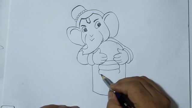 slowly Pencil drawing of Baal ganesha with shivling / lord ganpati drawing смотреть онлайн