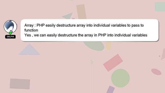 Array : PHP easily destructure array into individual variables to pass to function смотреть онлайн
