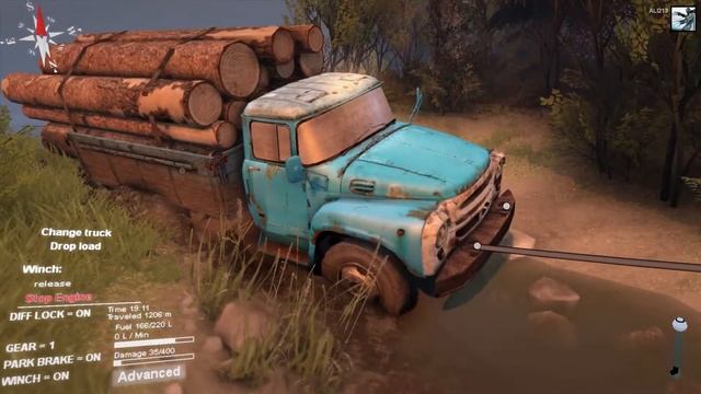 Truck Offroad With Logs Spintire Gameplay Coast Level смотреть онлайн
