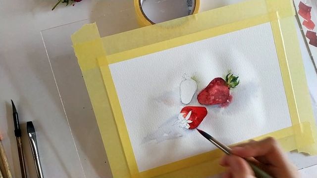 Strawberry Watercolor process |Рисую на бумаге Baohong paper (CP) смотреть онлайн