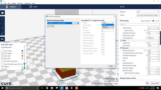 Cura - Tweak At Z script to change your printing temperature automatically смотреть онлайн