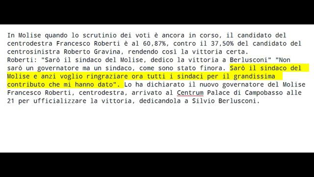 Roberti Francesco vince in MOLISE (POLITICA) смотреть онлайн