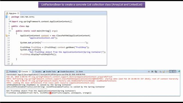 How to create a concrete List collection (ArrayList and LinkedList) using ListFactoryBean in Spring смотреть онлайн