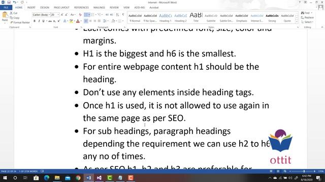 H1 to H6 with SEO | Behind Html Headings | Html Tutorial in Telugu | ottit.net смотреть онлайн