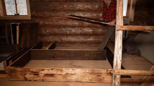 Building a Bookcase Wall and End Table, My Off Grid Log Cabin Interior is Almost Finished смотреть онлайн