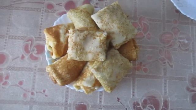 Блинчики с творожной и кукурузной начинкой. Pancakes with cottage cheese and corn filling. смотреть онлайн