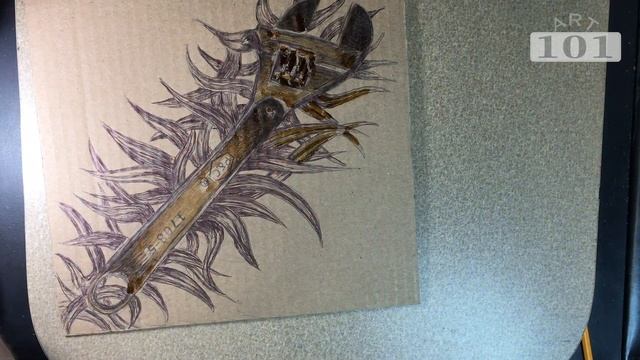Cappuccino Creation - Ballpoint pen drawing with coffee wash on cardboard tutorial смотреть онлайн