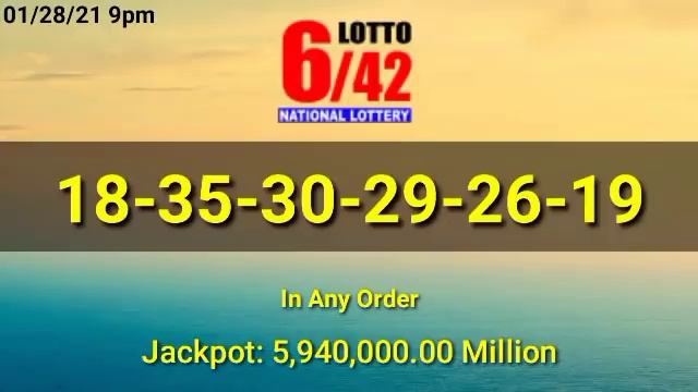 9pm PCSO Lotto Result Today, January 28, 2021, 2D, 3D, STL, EZ2, Swertes, 6D, 6/42, 6/49 смотреть онлайн