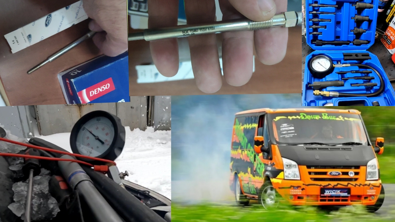 Замена свечей накала и измерение компрессии Форд транзит 2.4 140 л/с 465.000 км. смотреть онлайн