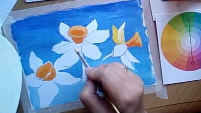 Комплиментарные цвета. Рисуем нарциссы смотреть онлайн