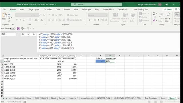 Ethiopian Employment Tax calculation using excel if function and Excel VBA user defined function смотреть онлайн