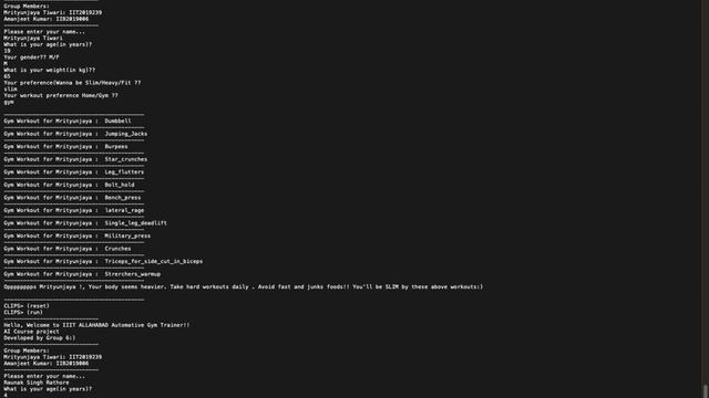 Automative Gym Recommender System | Expert system project on clips | AI Course Project смотреть онлайн