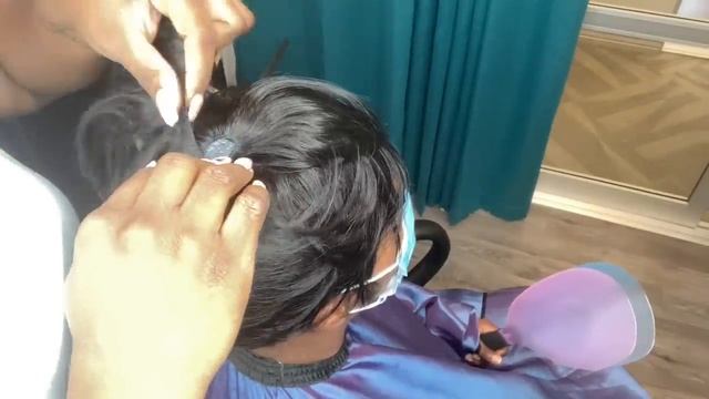 Hairstyle for alopecia | Weaving a client with scarred alopecia |female pattern baldness weave styl смотреть онлайн