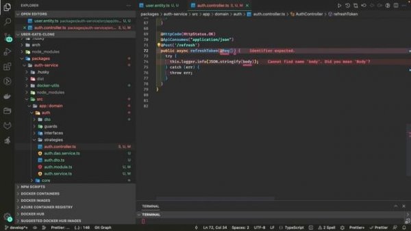 Nest JS Auth System with access and refresh tokens #24 #nestjs  #microservices