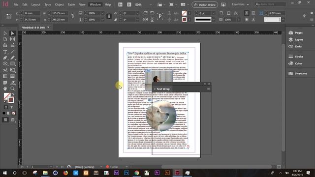 Wrap Text in Adobe Indesign CC 2018 tutorial смотреть онлайн