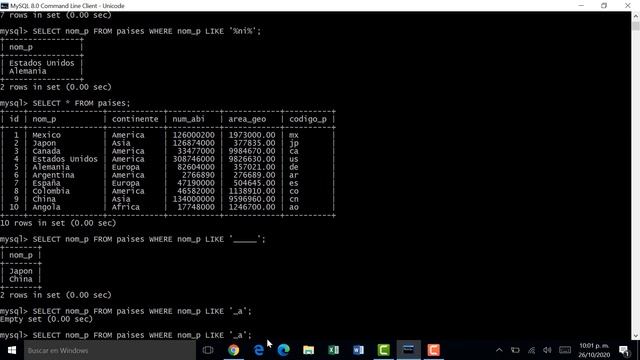 CURSO MYSQL 11 - USO DEL OPERADOR LIKE Y NOT LIKE смотреть онлайн
